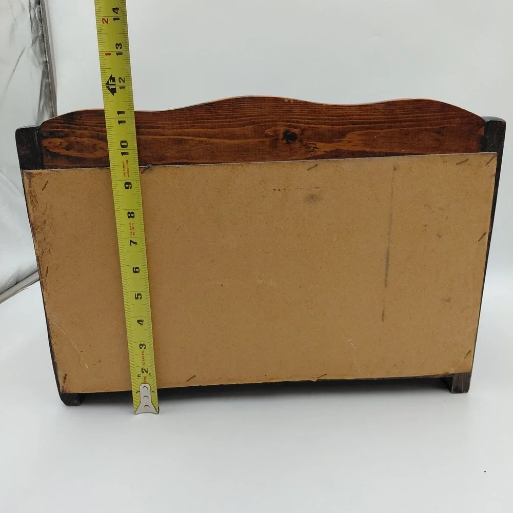 Vtg Wood Bread Box Roses Stenciled Glass Face Farmhouse Breadbox Cottagecore